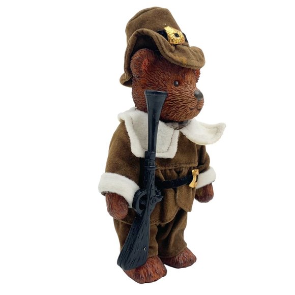 Russ Teddy Town Bear Pilgrim Figurine Thanksgiving Family Dinner Holiday Decor - Picture 5 of 12